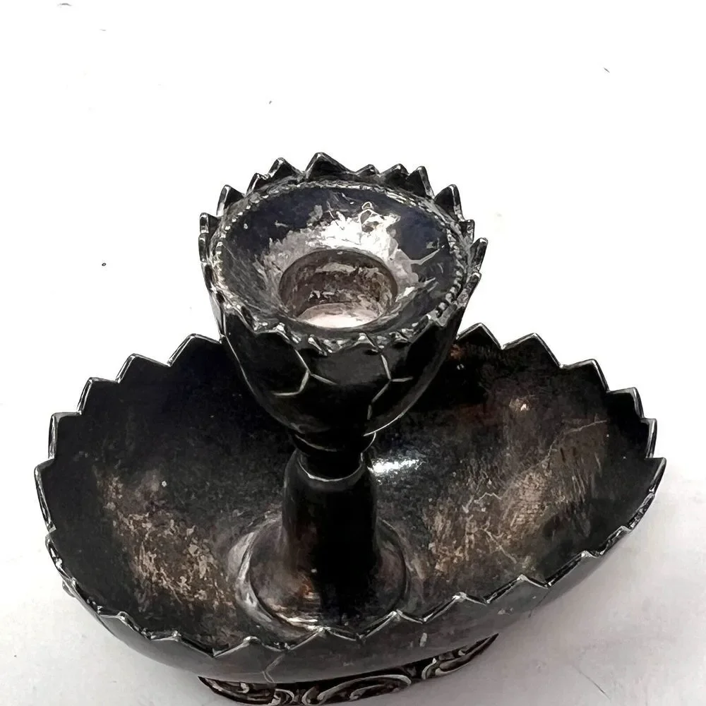 Antique Wilcox Silver Plate Miniature Candle Holder Bowl ‎ Vintage Silver Decor